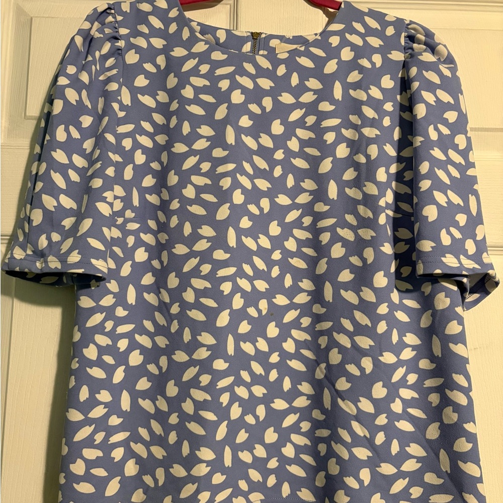 MELLODAY Lavender-Blue Leaf Print Top